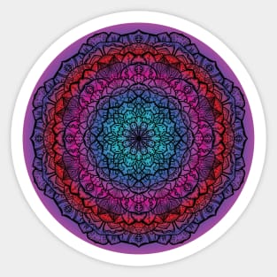 Blue, Pink, Purple & Red Gradient Mandala Sticker